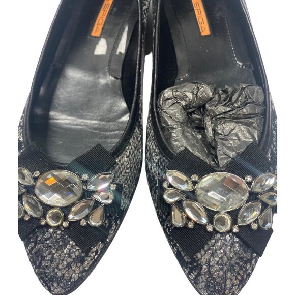 Via Spiga Black Sequin Flat Holiday Shoes V-Bosh 11319020 Size 8.5 New in Box - Picture 6 of 9